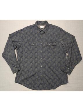Wrangler Pearl Snap Long Sleeve Western Button Up Shirt Paisley 2XL